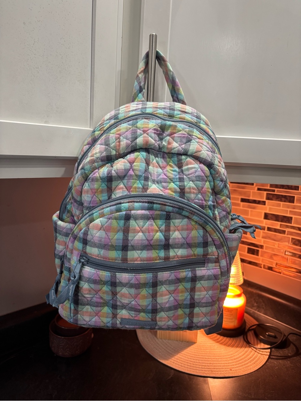 Vera Bradley Pastel Plaid Quilted Mini Backpack - Multicolor